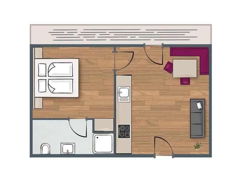 Apartment mit 1 Schlafzimmer und Balkon