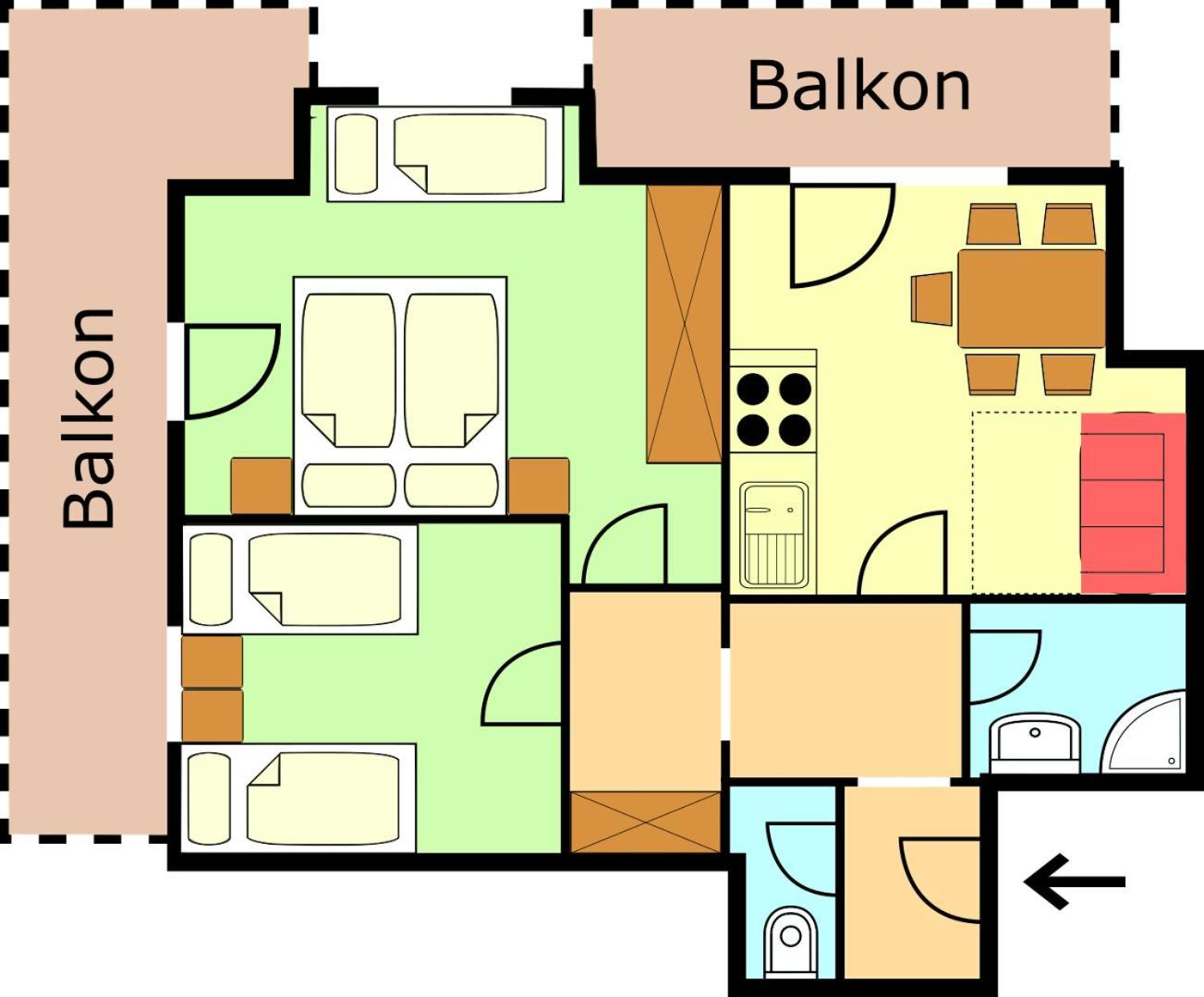 Großes Apartment mit 2 Schlafzimmern