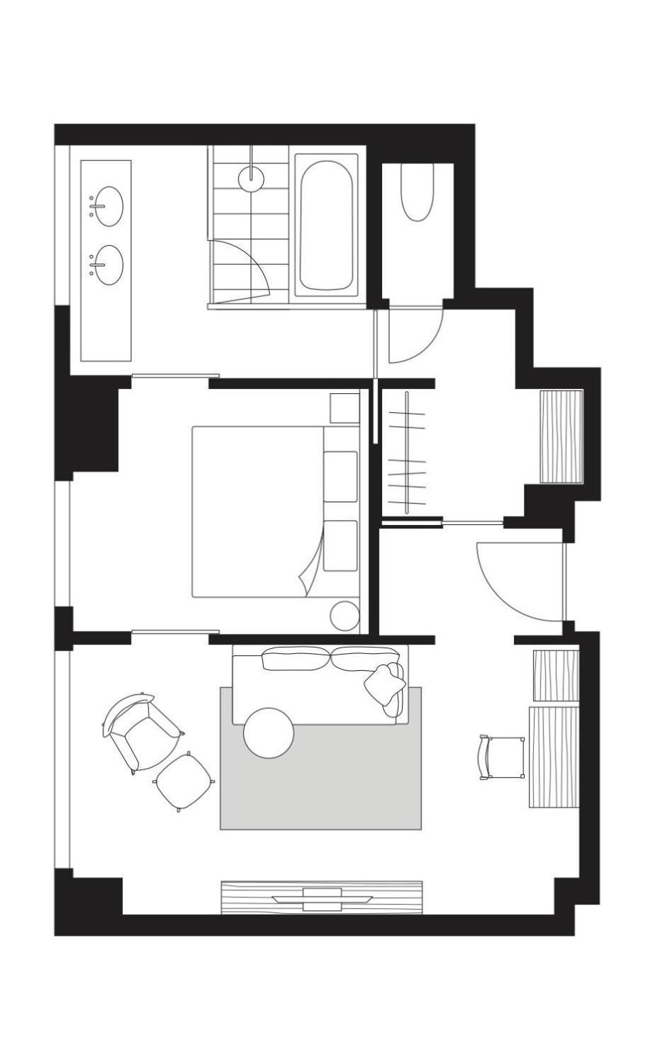 Suite mit Kingsize-Bett und Stadtblick