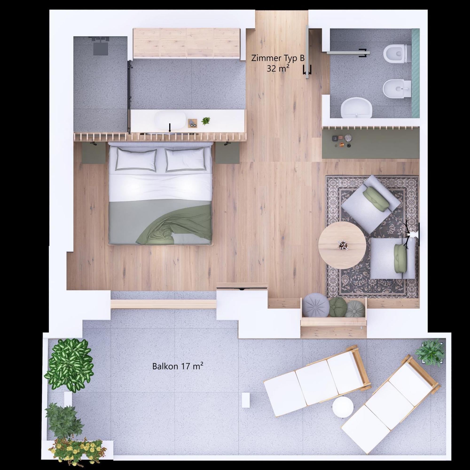 Doppelzimmer mit Balkon