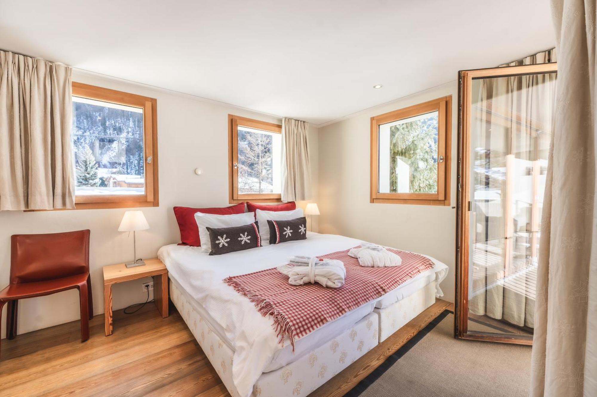 Apartment mit 1 Schlafzimmer - 1. Etage mit Balkon und Blick auf das Matterhorn