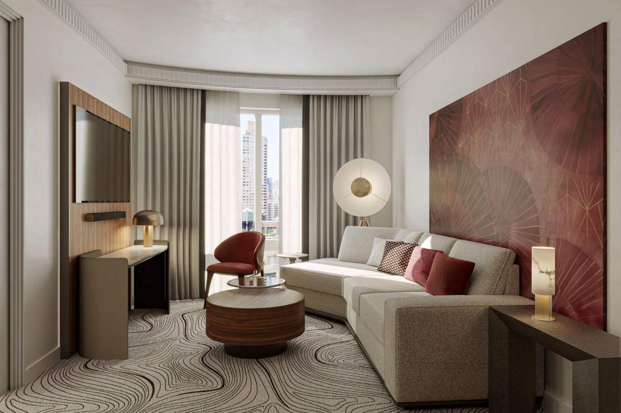 Suite mit Terrasse und Stadtblick in der 24. Etage, barrierefrei, 1 Schlafzimmer, Kingsize-Bett, Badewanne mit Haltegriffen