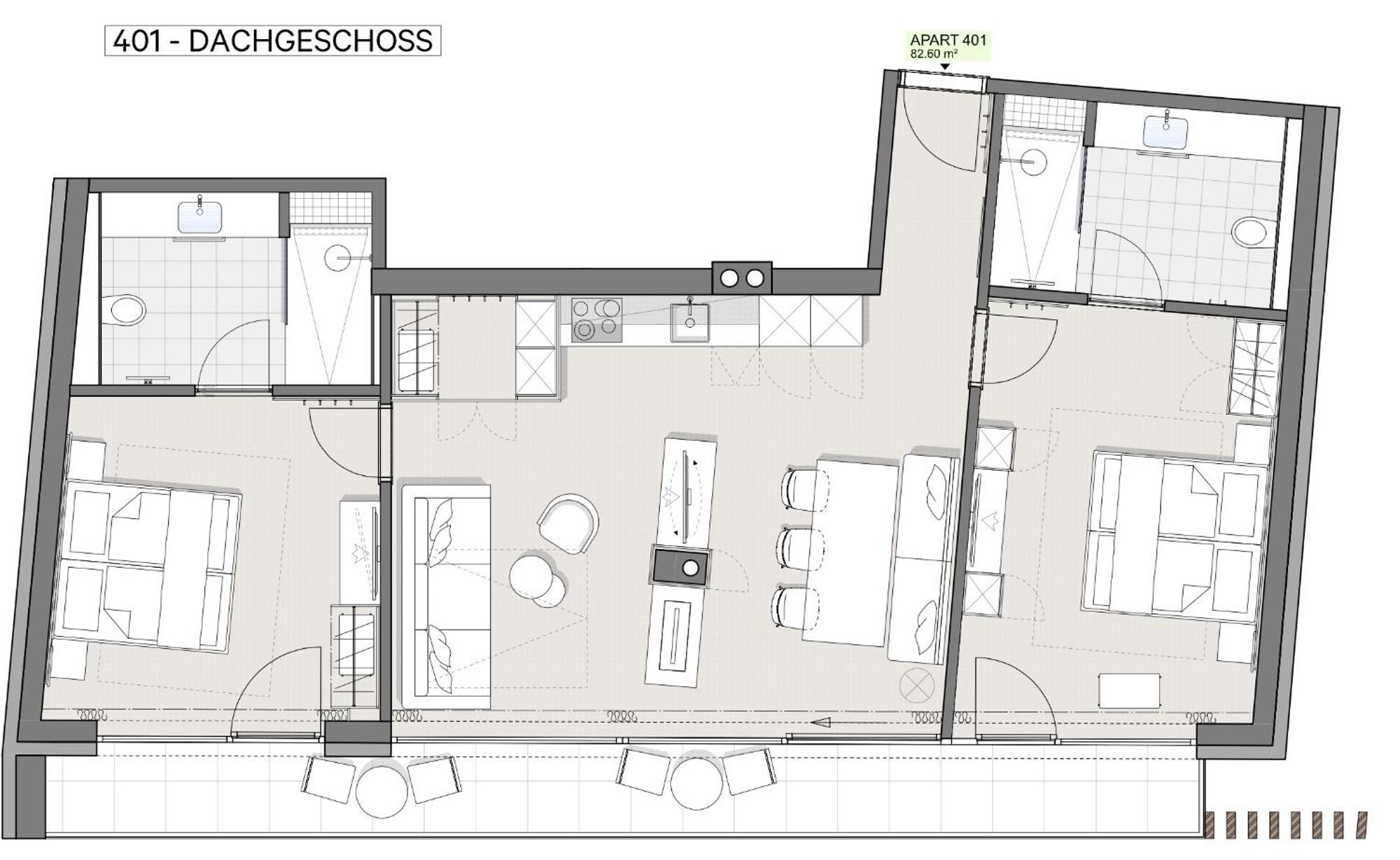 Deluxe Apartment mit Balkon und 2 Schlafzimmern