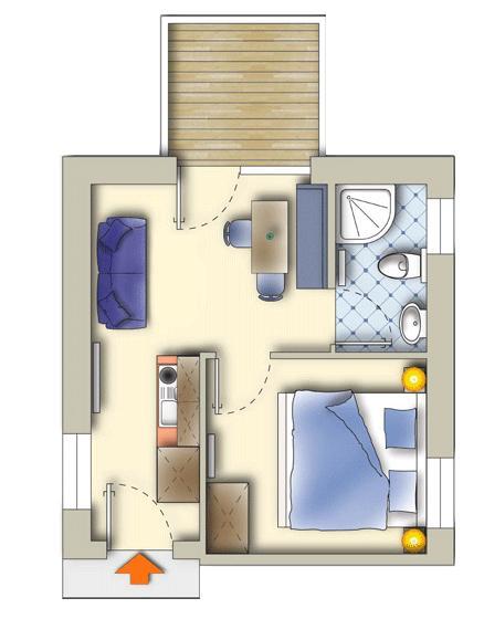Apartment mit 1 Schlafzimmer